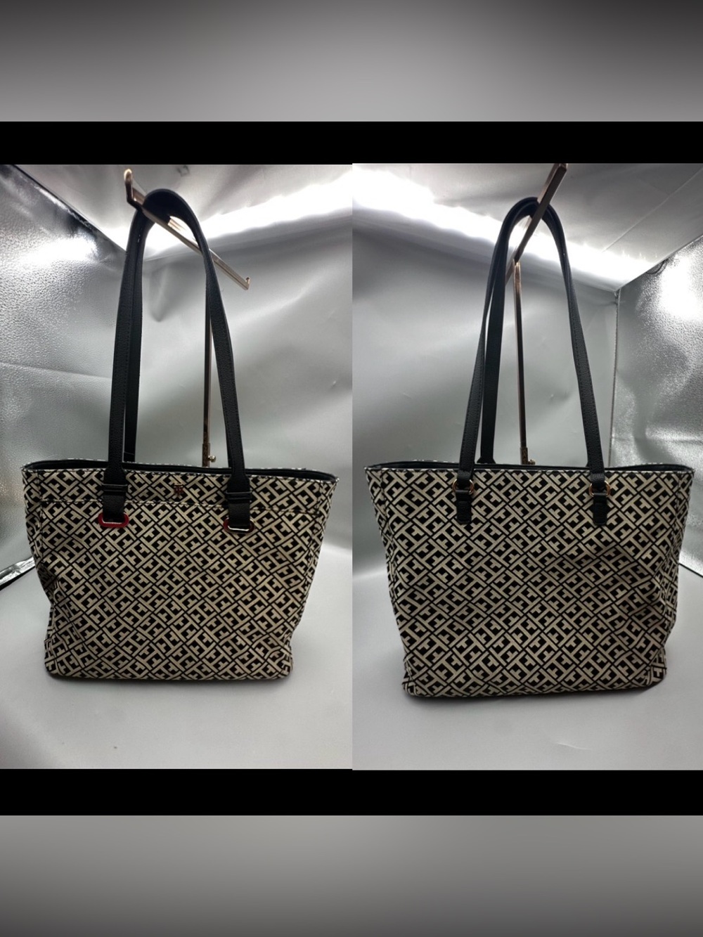 Tommy Hilfiger Monogram Signature Shopper Tote Bag, Shoulder Purse